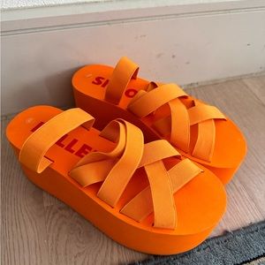 ***orange*** $425 Simon Miller Foami Platforms sandals heels‎ orange strappy